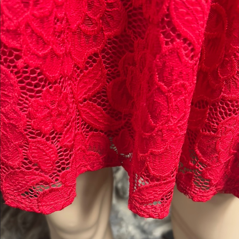 B Darlin Red Lace Mini Dress - Picture 5 of 7